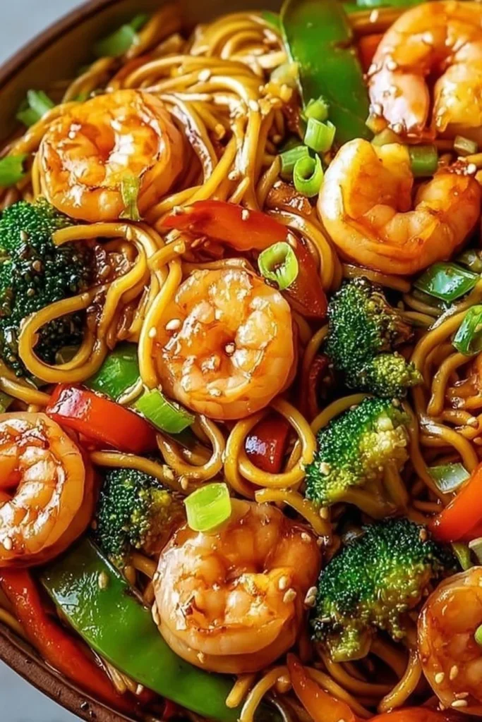 High-protein one-pan shrimp stir fry with colorful vegetables