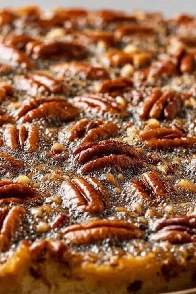 Delicious Pecan Pie Dump Cake with a rich pecan topping