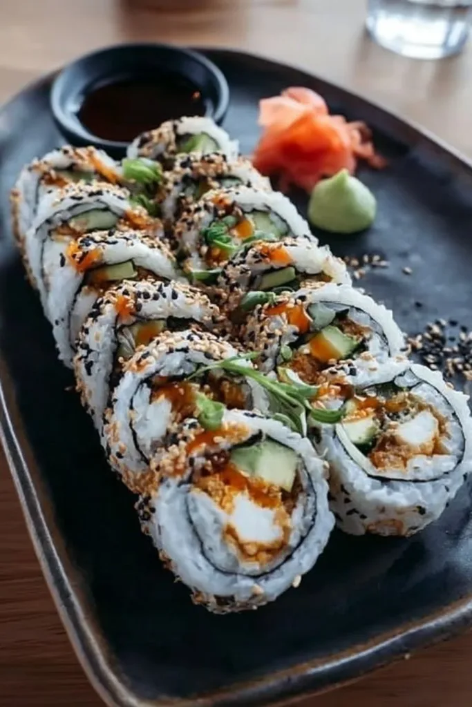 Delicious homemade vegan California rolls made without special equipment