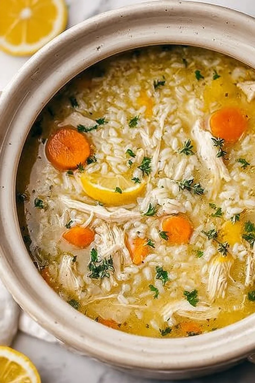 Slow Cooker Lemon Chicken & Rice Soup