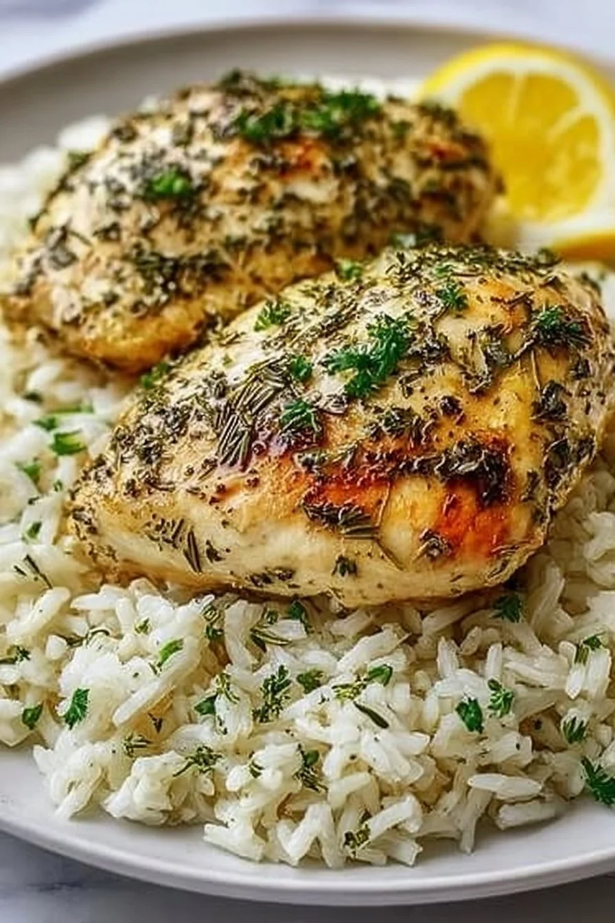 Slow Cooker Lemon Herb Chicken and Rice