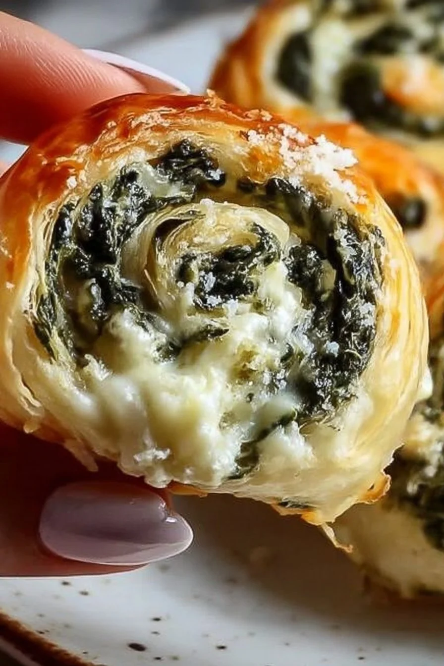Spinach Artichoke Puff Pastry Pinwheels
