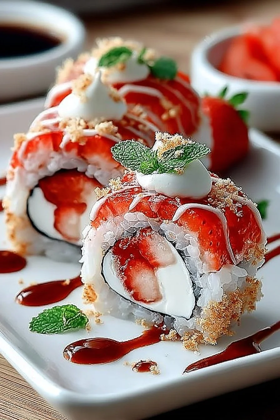 Strawberry Shortcake Sushi Roll