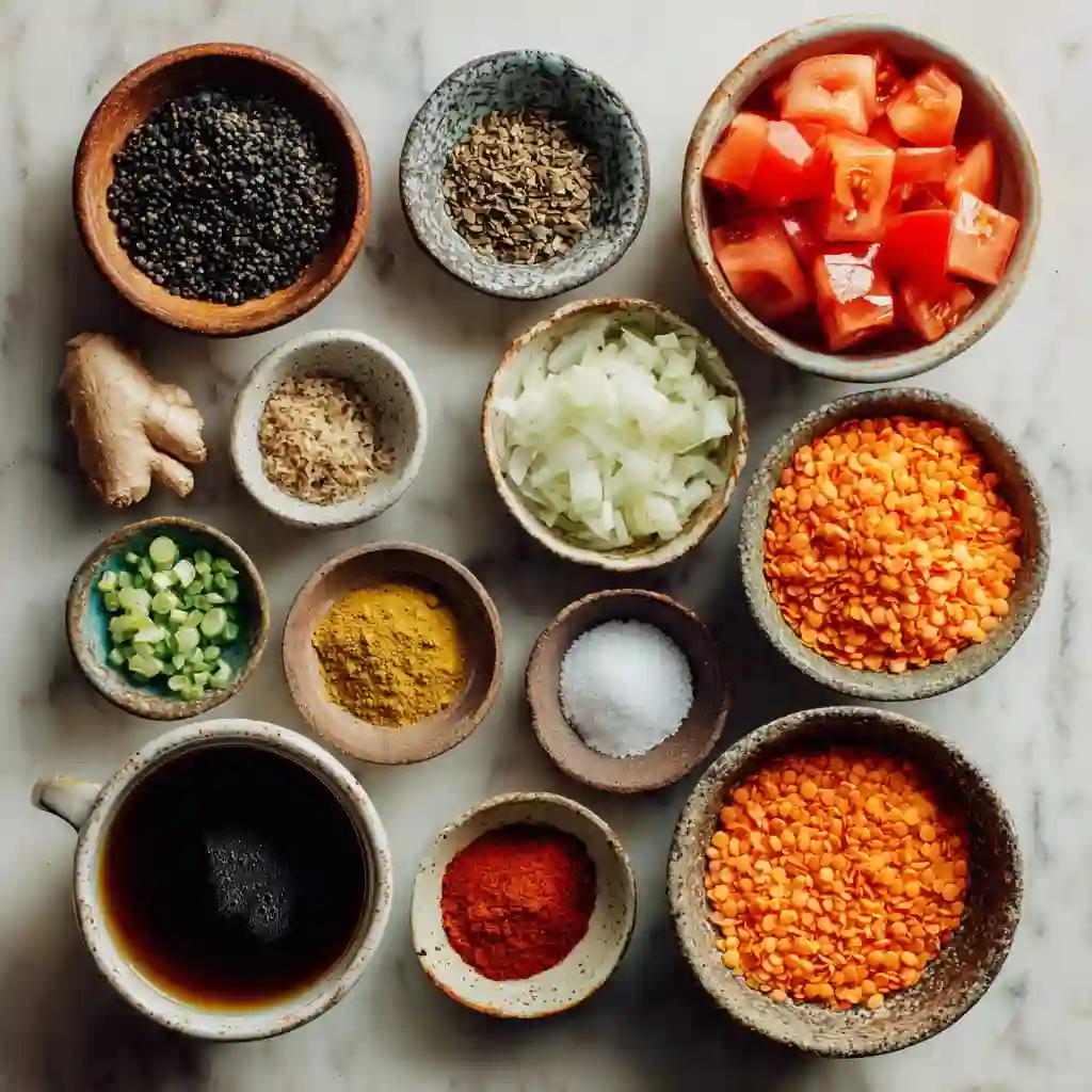 Red Lentil Dahl Soup ingredients