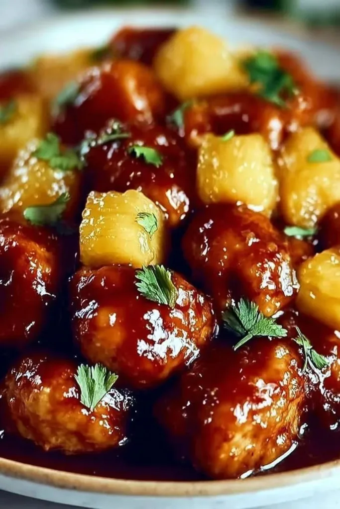 Brown Sugar Pineapple Chicken 3 Brown Sugar Pineapple Chicken dish with colorful ingredients ready to serve