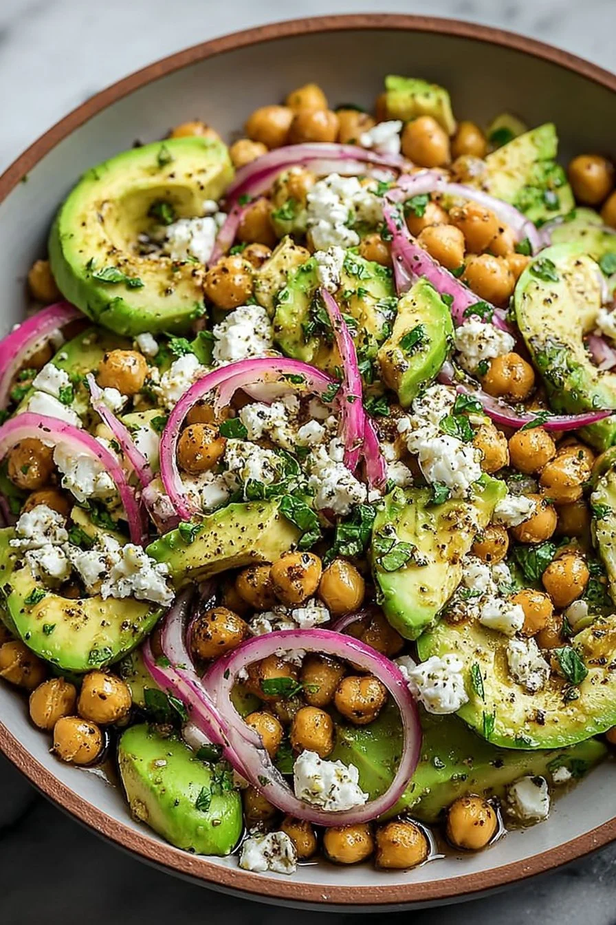 Chickpea Feta Avocado Salad