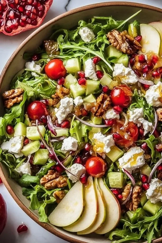 Cozy Christmas Salad with Honey Mustard Dressing 4 Cozy Christmas salad with honey mustard dressing, perfect for holiday celebrations.