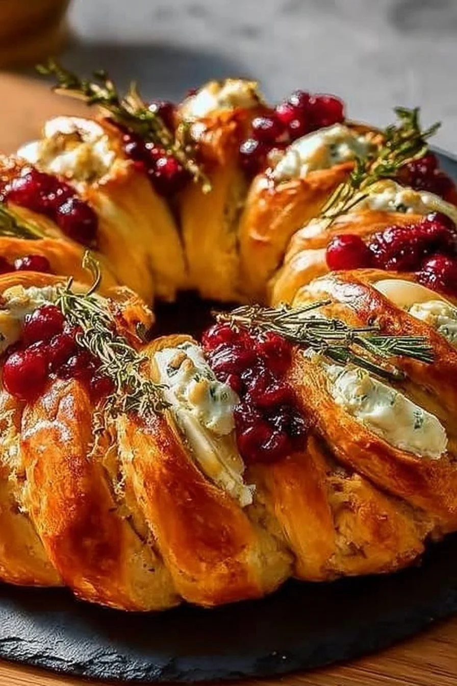 Cranberry Brie Crescent Wreath