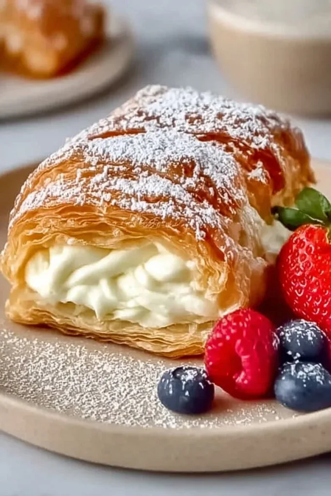 Flaky cream cheese danish pastry with a rich cream cheese filling