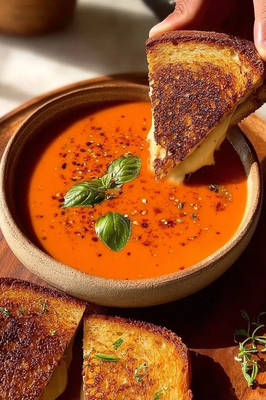 Creamy Tomato Soup with Grilled Cheese