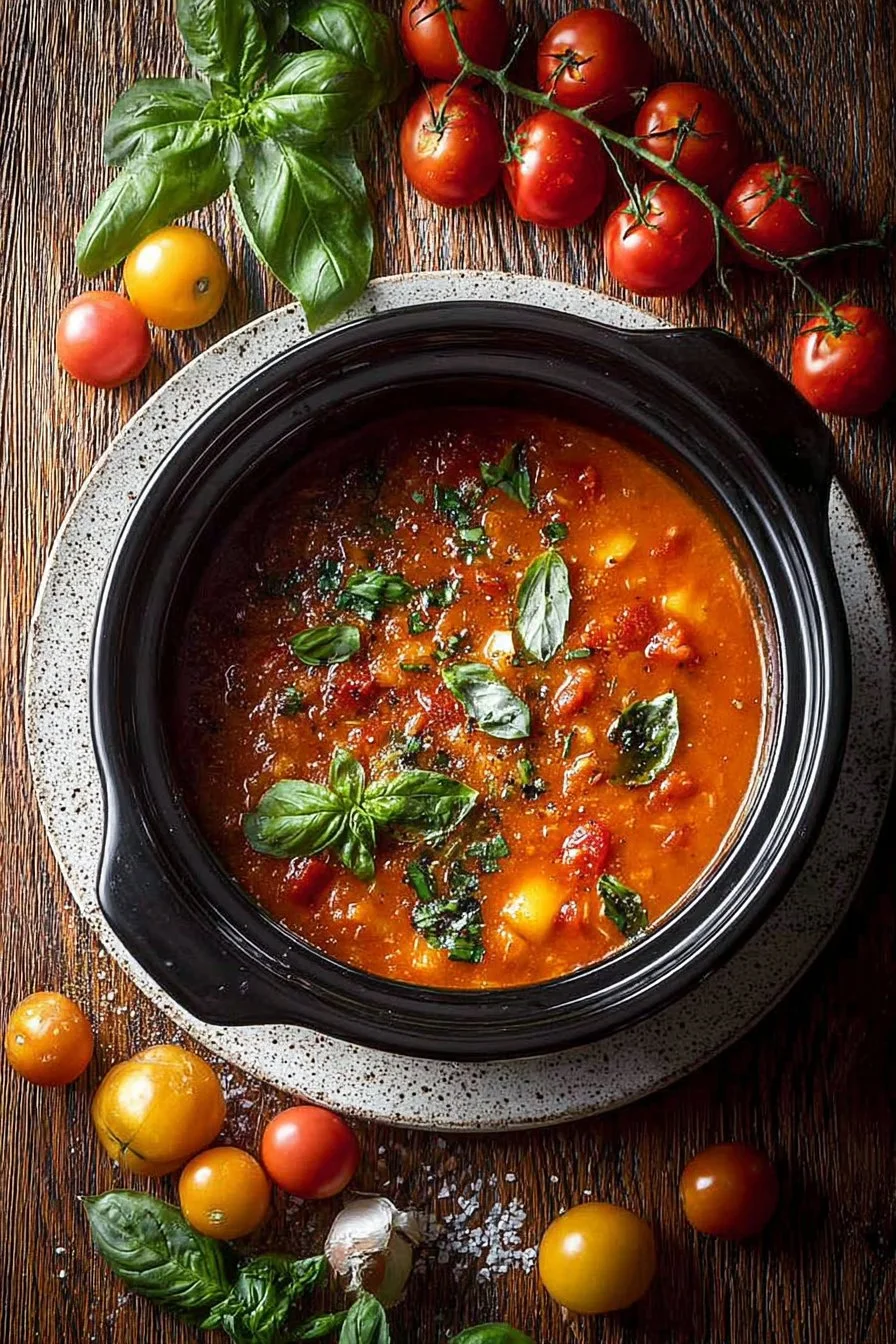 Crockpot Creamy Tomato Basil Soup