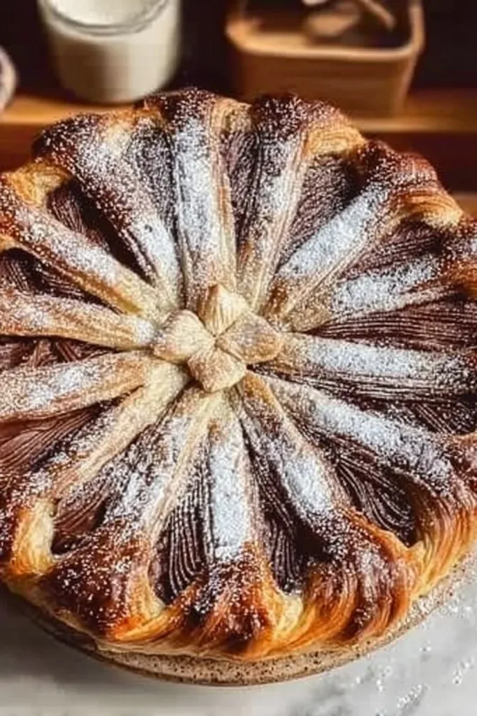 Decadent Nutella Tart featuring a sun-inspired design and rich chocolate spread.