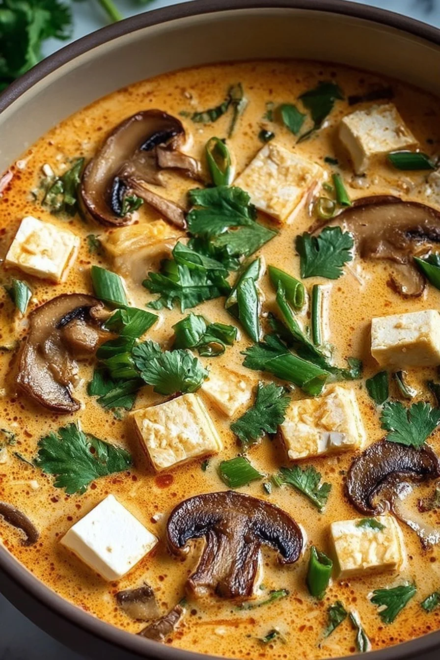 Easy Coconut Curry Soup with Tofu and Shiitake Mushrooms: A Flavorful, Comforting Bowl of Goodness