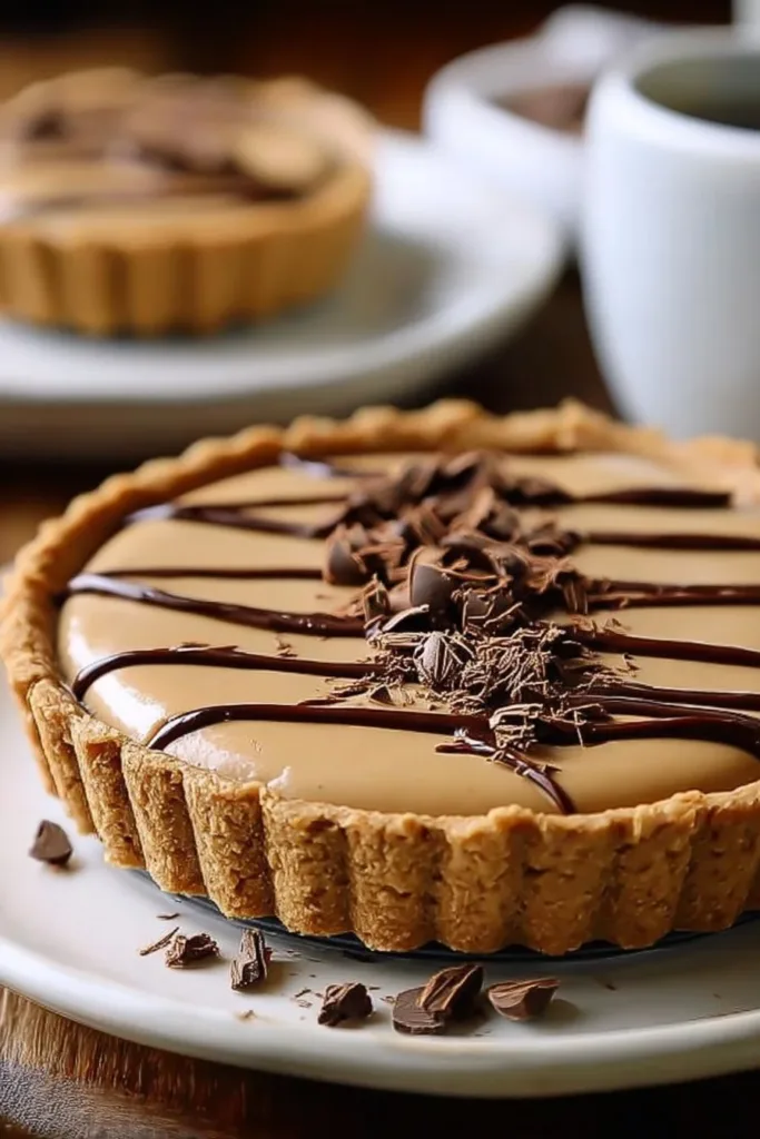 Easy coffee tart dessert that sets in the fridge, perfect for coffee lovers.