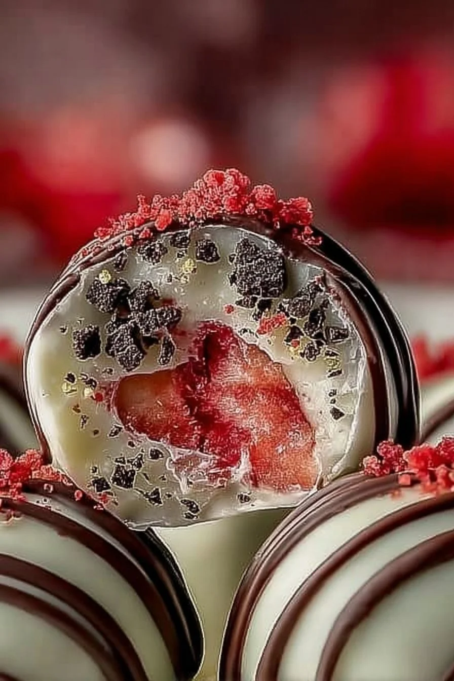Easy White Chocolate Strawberry Shortcake Oreo Truffles