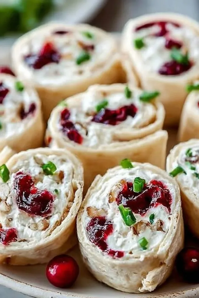 Festive Christmas Cranberry Roll Ups ready for holiday gatherings