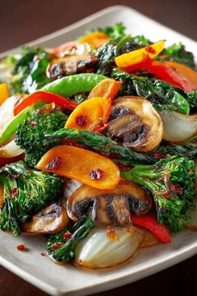 Colorful sautéed vegetables served in a bowl, showcasing a healthy and nutritious side dish.