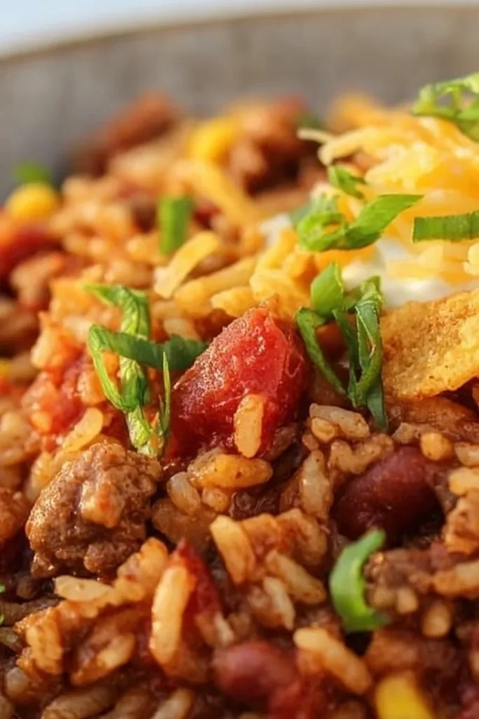 Instant Pot Tex-Mex Beef Bowl with toppings and spices in a bowl