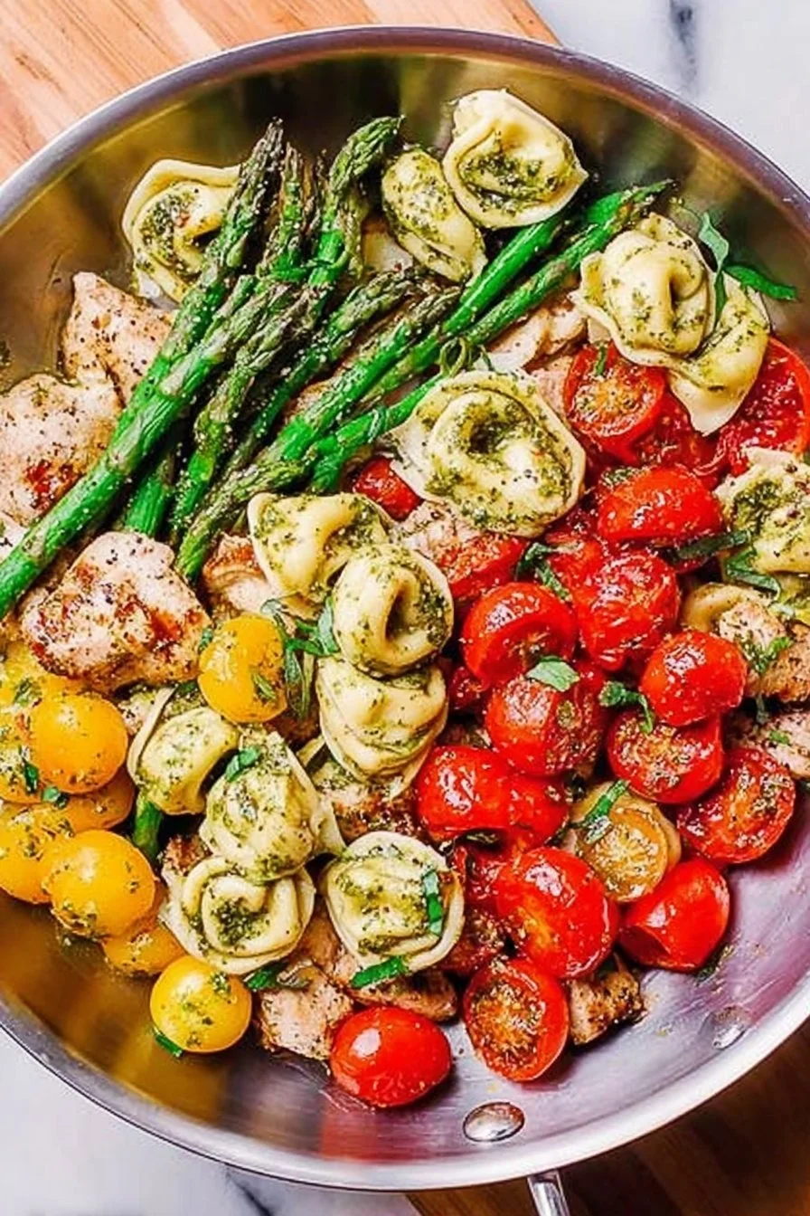 Pesto Chicken Tortellini and Veggies