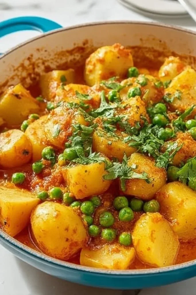 Delicious homemade potato curry with spices and creamy sauce