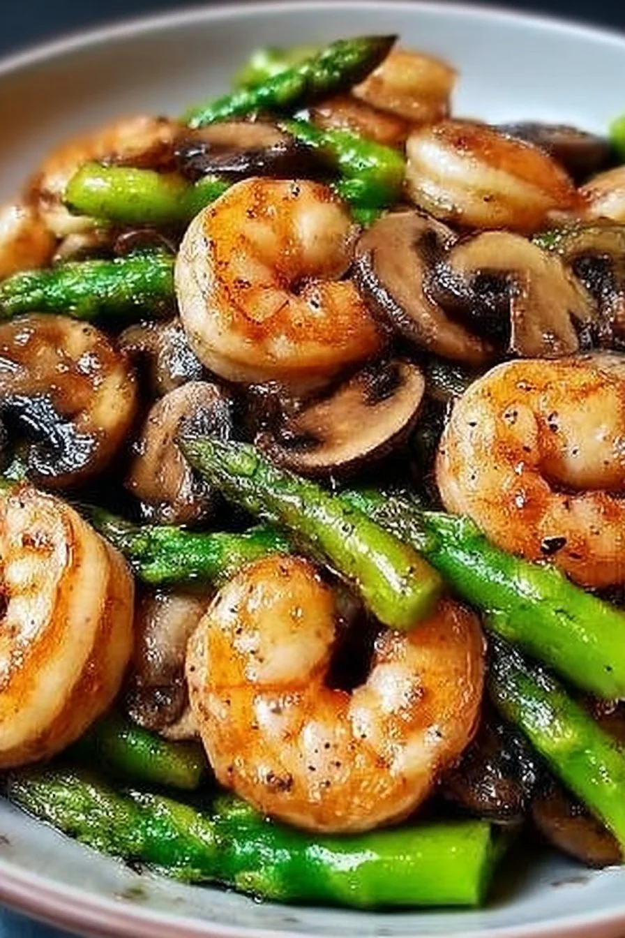 Shrimp and Asparagus Stir-Fry with Mushrooms