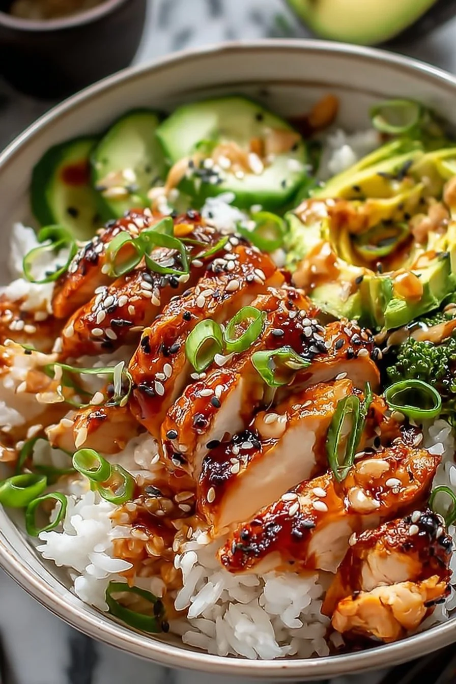 Sweet & Spicy Honey Ginger Chicken Bowls with Creamy Sauce