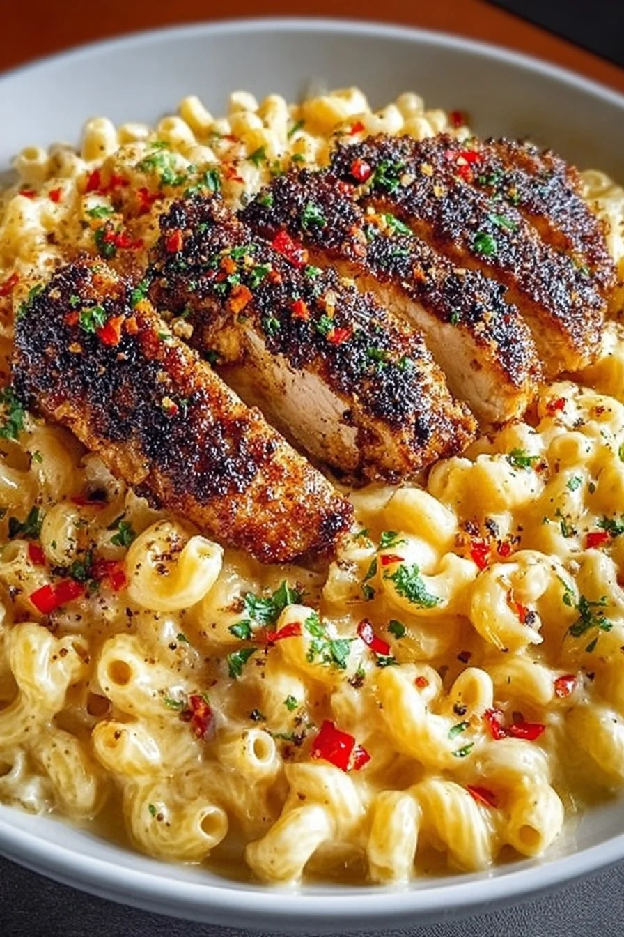 Sweet & Spicy Honey Pepper Chicken with Mac and Cheese
