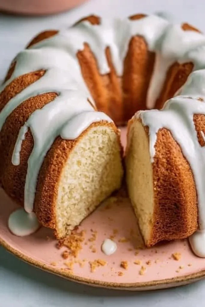 Vanilla Bundt Cake 2 Delicious homemade Vanilla Bundt Cake served on a white plate