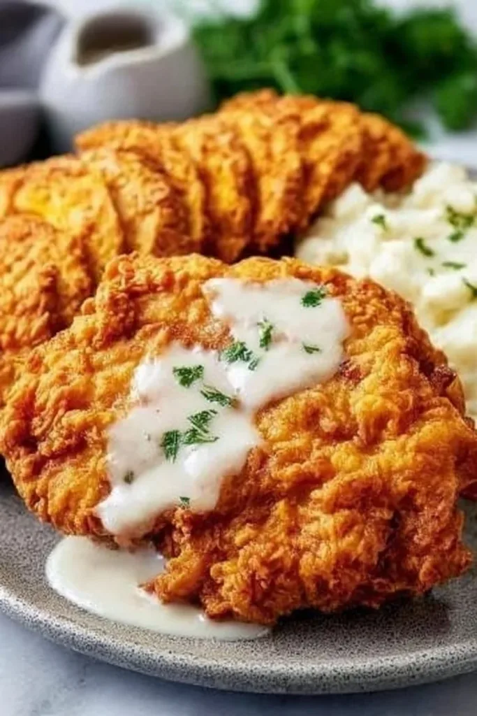 Delicious plate of crispy fried chicken served with sides
