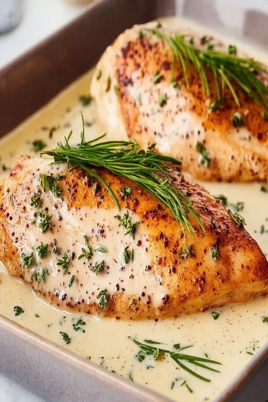 Amazing Herbed Baked Chicken with Cream Gravy
