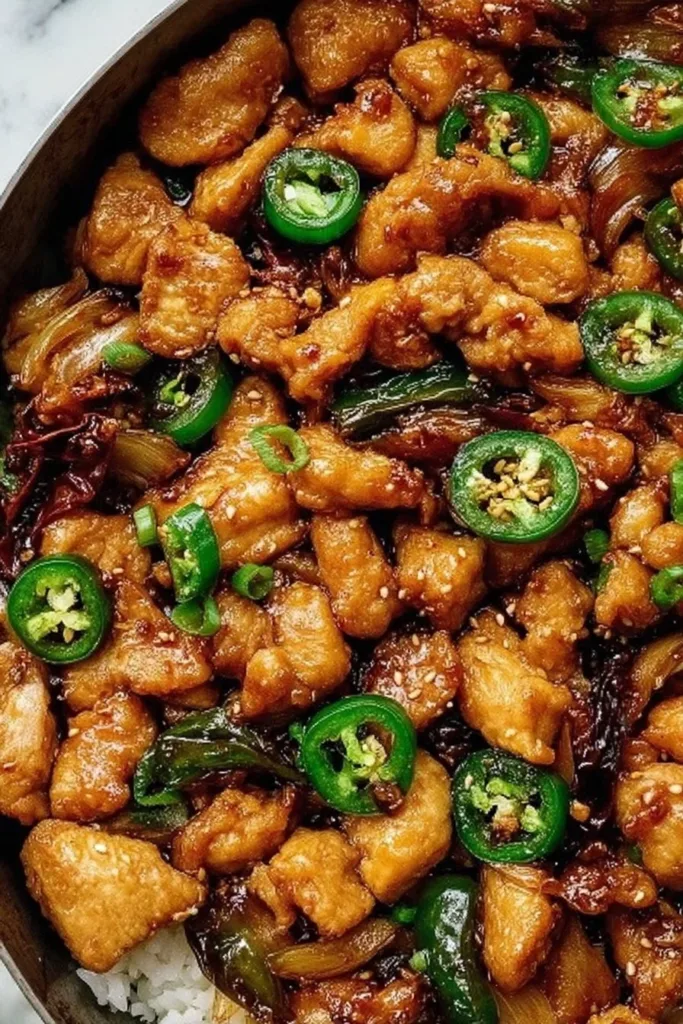 Delicious jalapeño chicken served with vibrant vegetables