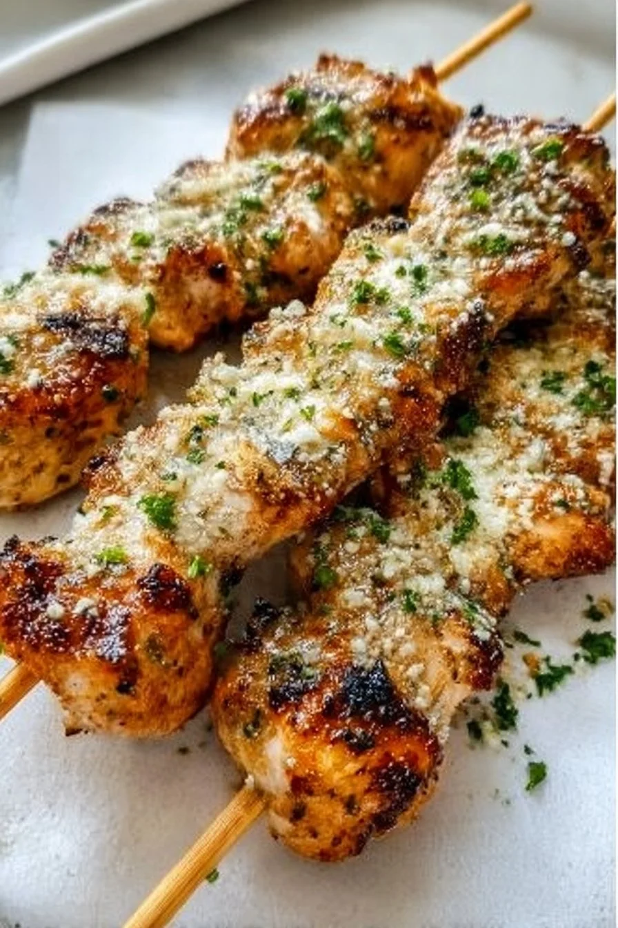 Amazing Ranch Garlic Parmesan Chicken Skewers