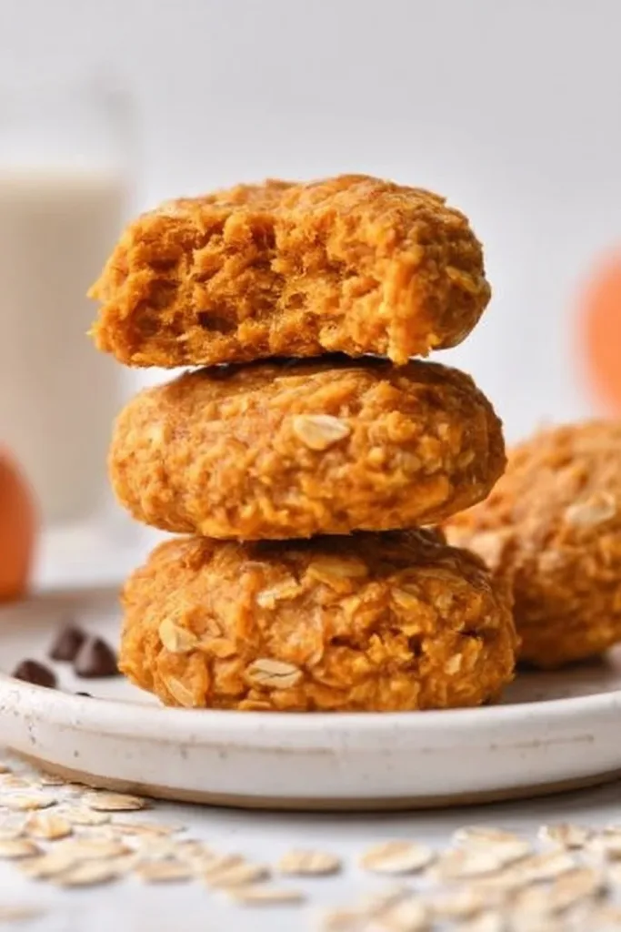 Delicious homemade sweet potato oatmeal cookies on a baking tray.