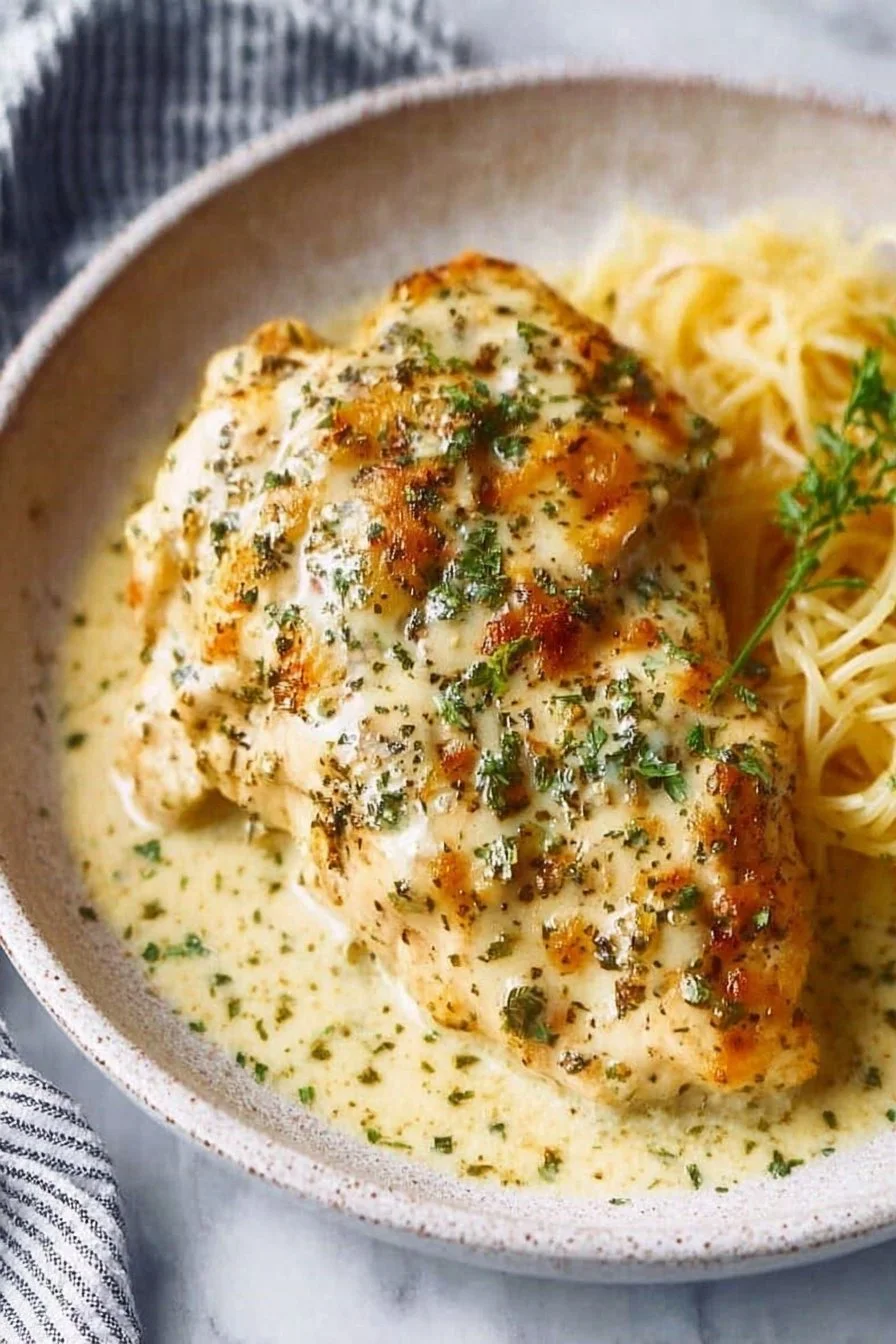 Best 19 Comforting Chicken Recipes for Family Dinners 18 Cozy Crock Pot Angel Chicken Recipe with creamy sauce and tender chicken