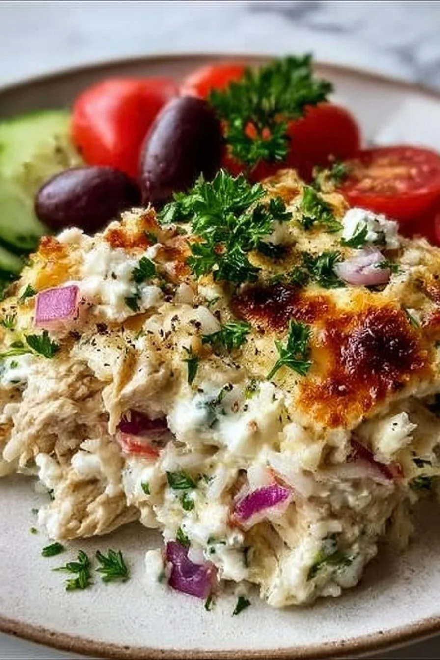 Cozy Dump-and-Bake Chicken Tzatziki Casserole