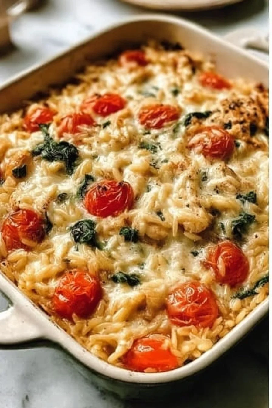 Cozy Orzo Tuscan Chicken Bake