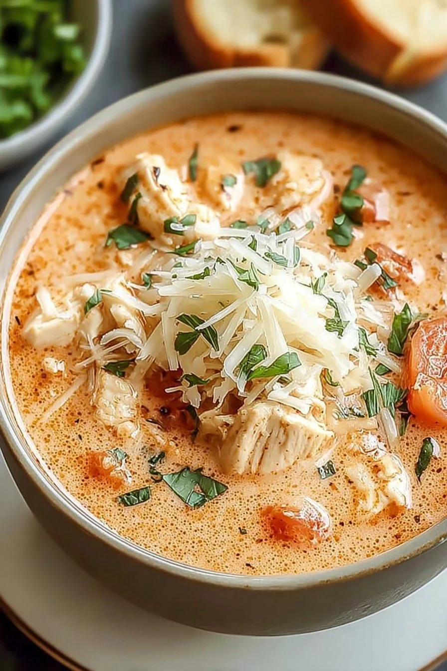Crock Pot Creamy Chicken Parmesan Soup