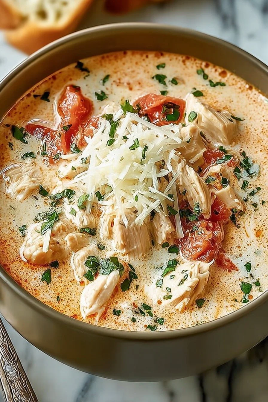 Crock Pot Creamy Chicken Parmesan Soup