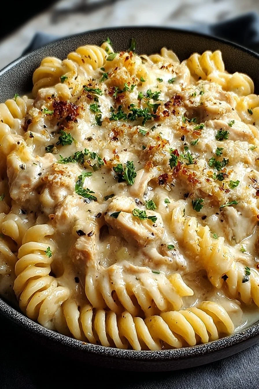 Crockpot Garlic Parmesan Chicken Pasta Recipe