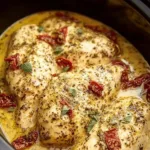 Delicious Dump & Go Crockpot Marry Me Chicken ready to serve.