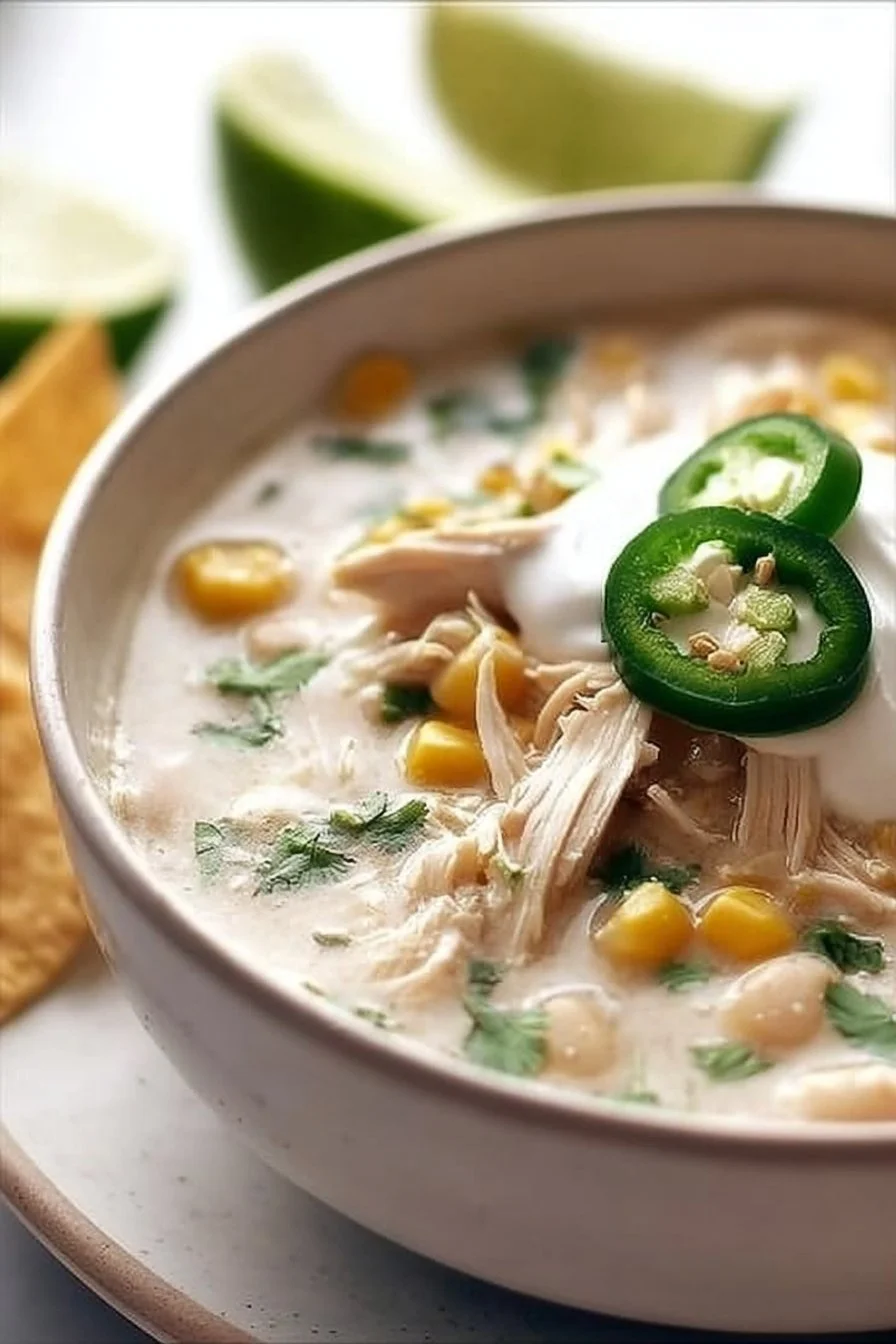 Easy Crockpot White Chicken Chili Soup