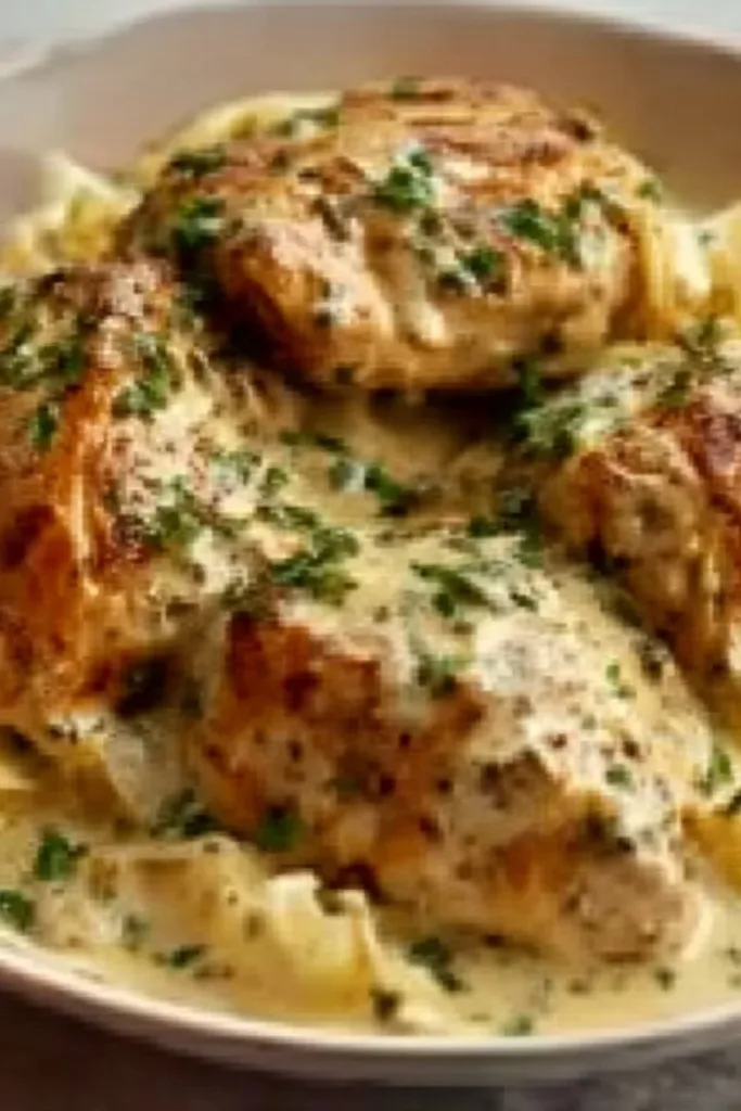 Heavenly Slow Cooker Chicken Delight recipe with tender chicken and seasonings.