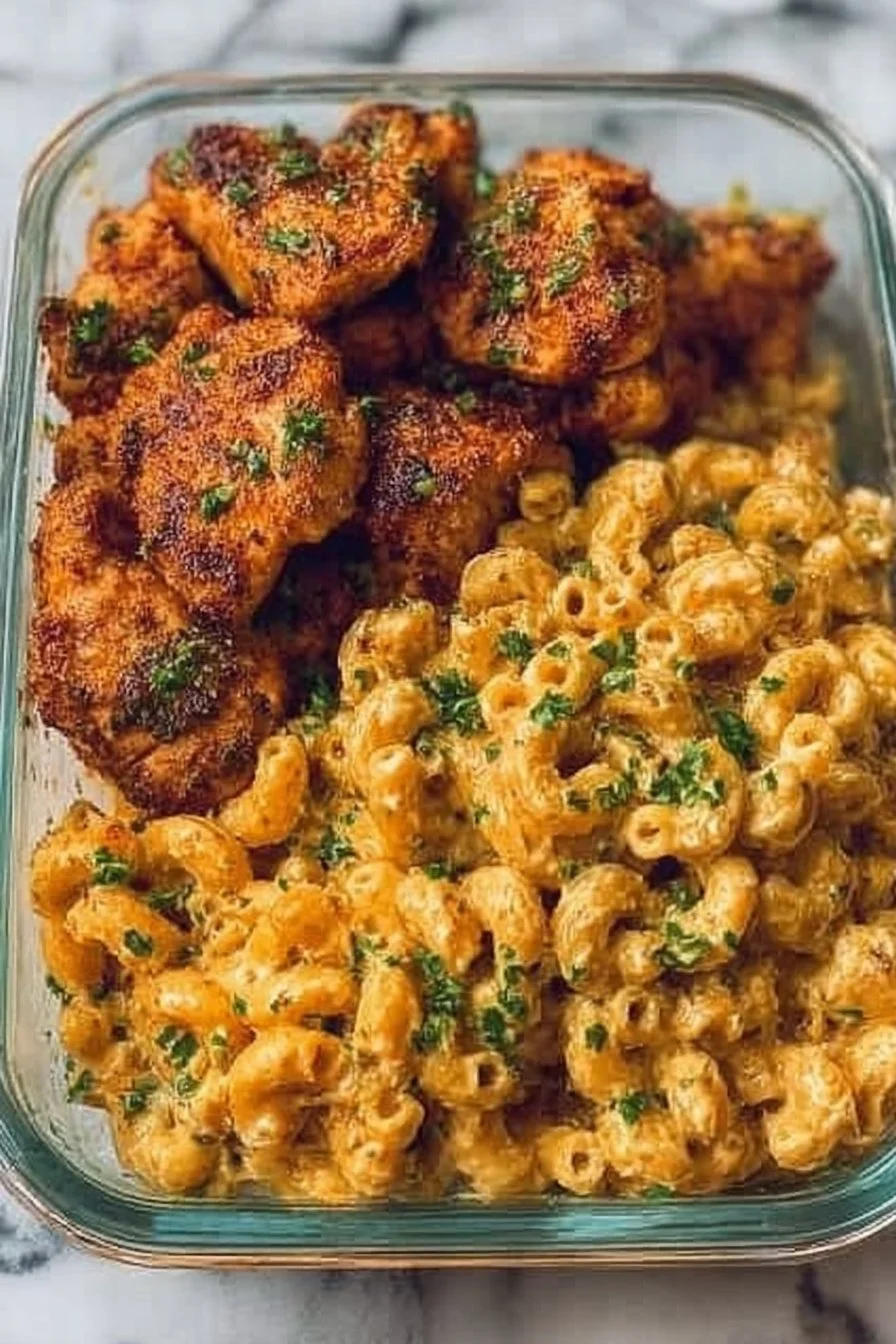 High-Protein Honey Garlic Butter Chicken with Mac & Cheese