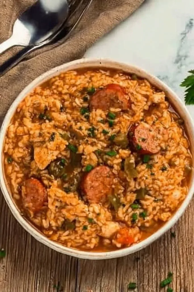 Delicious Crock Pot Jambalaya in a cozy kitchen setting