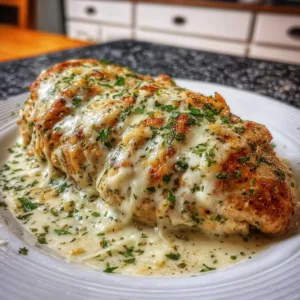 Baked Cream Cheese Chicken 2 Baked Cream Cheese Chicken served with herbs and vegetables