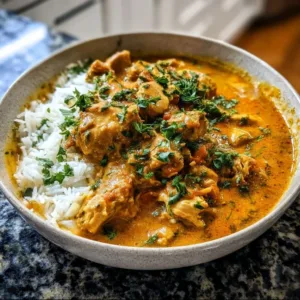 Cozy Crock Pot Indian curry dish served with rice and herbs