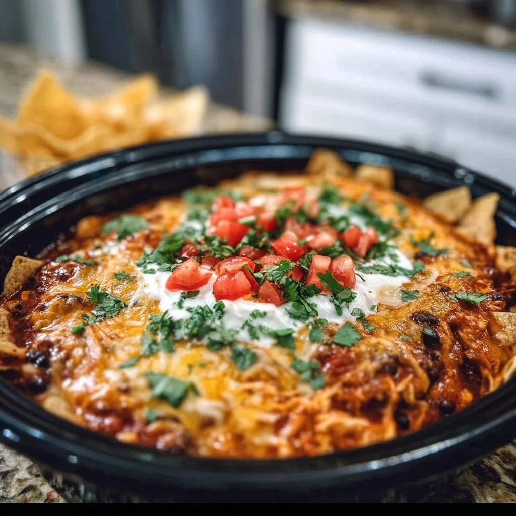Cozy Crockpot Chicken Enchilada Casserole