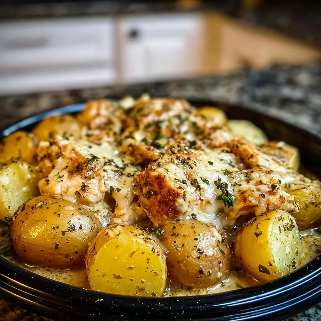 Cozy Garlic Parmesan Crockpot Chicken and Potatoes
