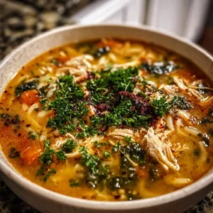 Bowl of cozy Marry Me Chicken Soup garnished with herbs