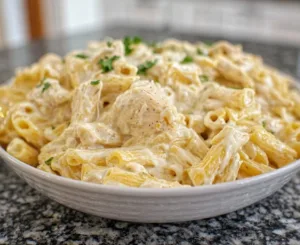 Cozy slow cooker chicken Alfredo recipe with creamy sauce and tender chicken